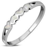 Hearts Mother of Pearl Sterling Silver Ring, r485